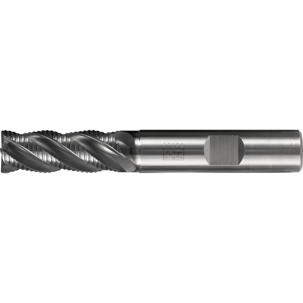 Produktfoto 1 von PFERD TOOLS VHM-Fräser Ø20mm, 4 Schneiden, mit Schruppverzahnung, 2xDC, Fase 0,6mm, AlCrN beschichtet, Schaft HB, Universal