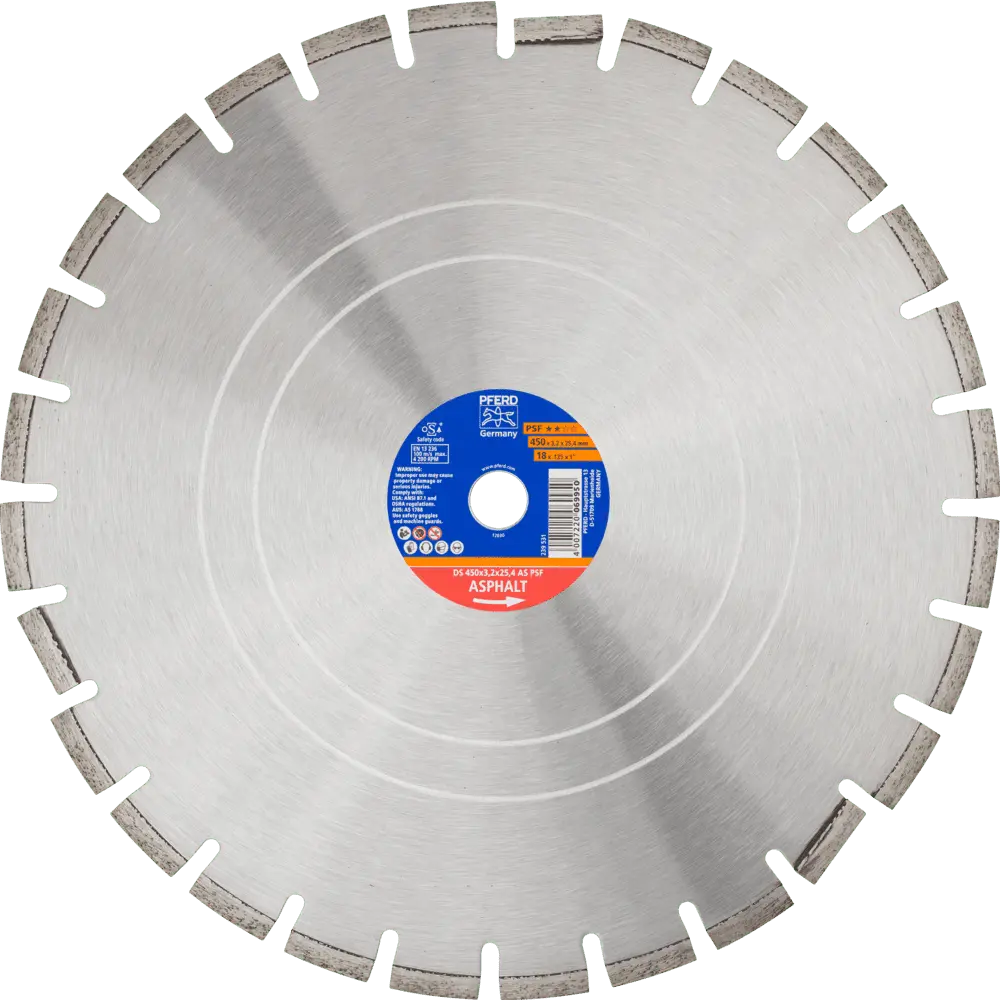 Produktfoto 1 von PFERD TOOLS Diamant-Trennscheibe DS 450x3,2x25,4 mm PSF für schnelles Trennen von Asphalt