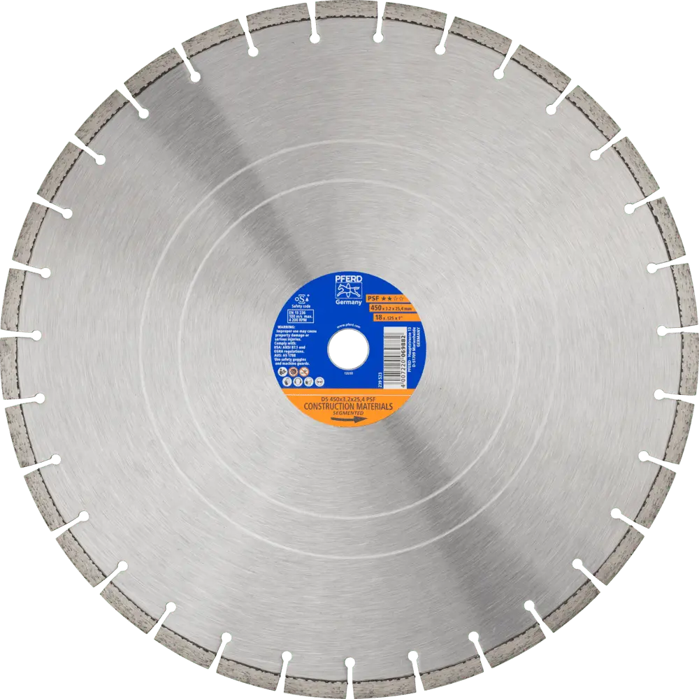 Produktfoto 1 von PFERD TOOLS Diamant-Trennscheibe DS 450x3,2x25,4 mm PSF für schnelles Trennen von Stein und Beton