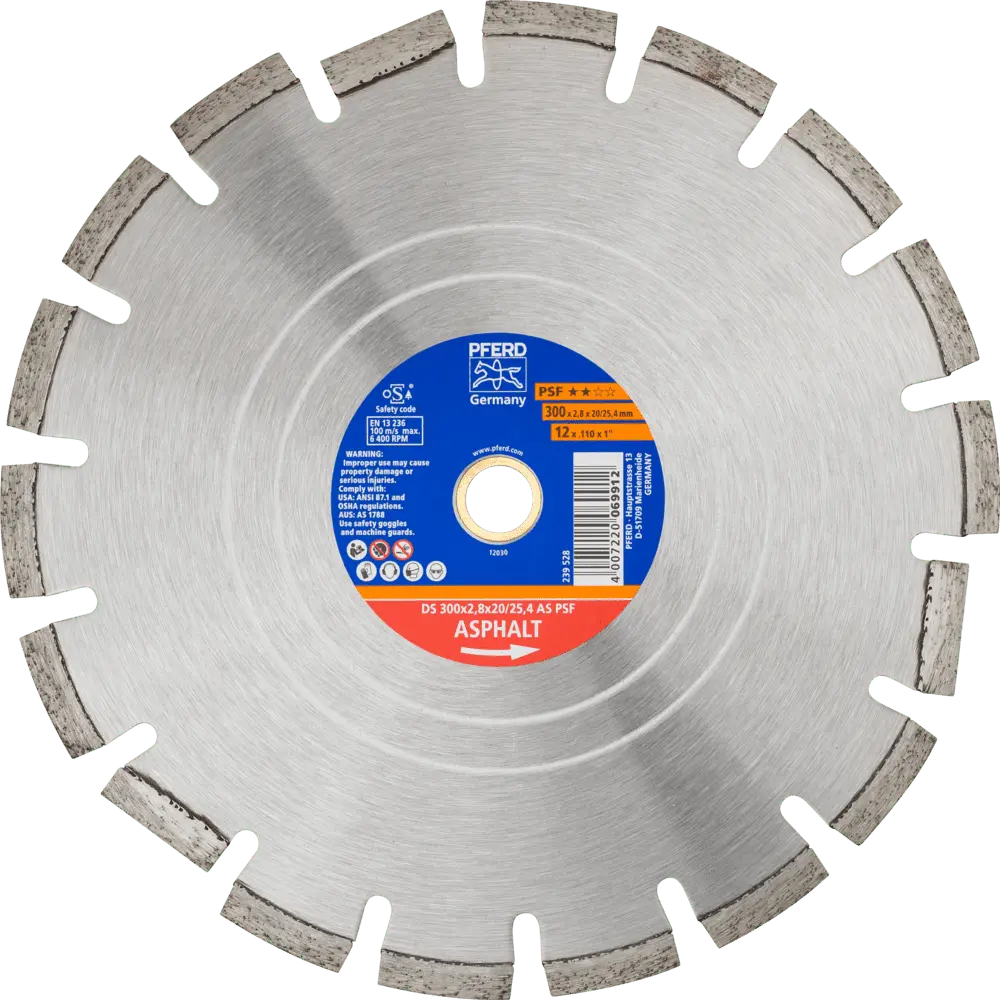 Produktfoto 1 von PFERD TOOLS Diamant-Trennscheibe DS 300x2,8x20/25,4 mm PSF für schnelles Trennen von Asphalt