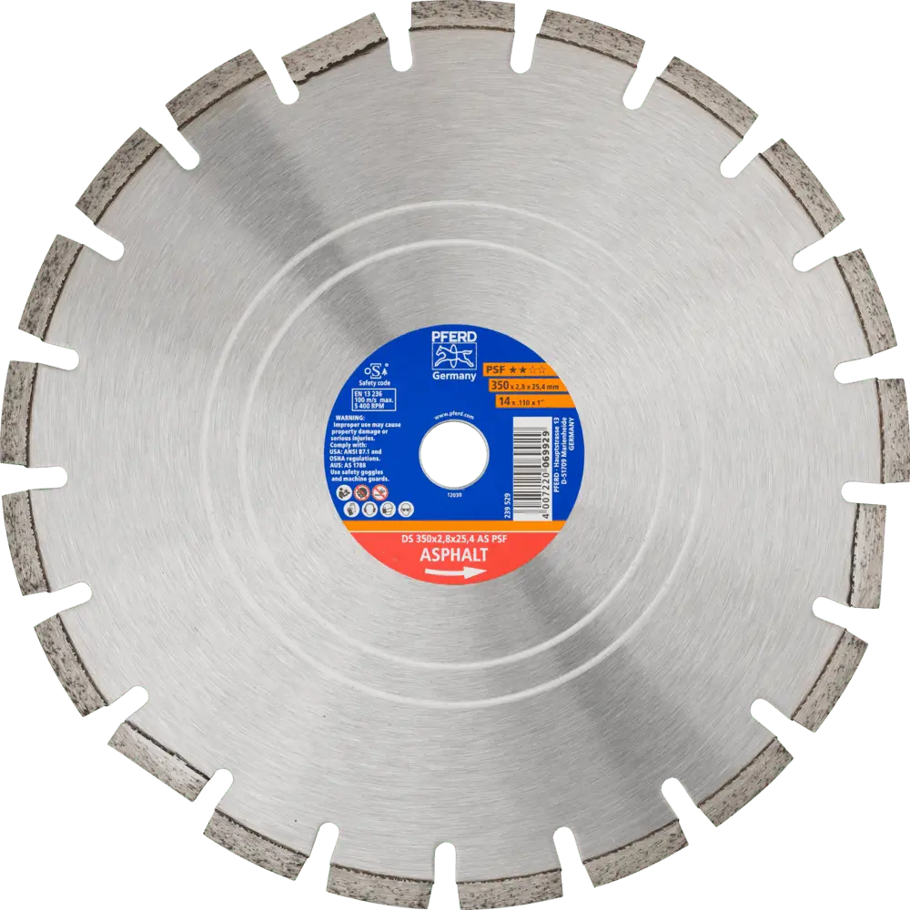 Produktfoto 1 von PFERD TOOLS Diamant-Trennscheibe DS 350x2,8x25,4 mm PSF für schnelles Trennen von Asphalt