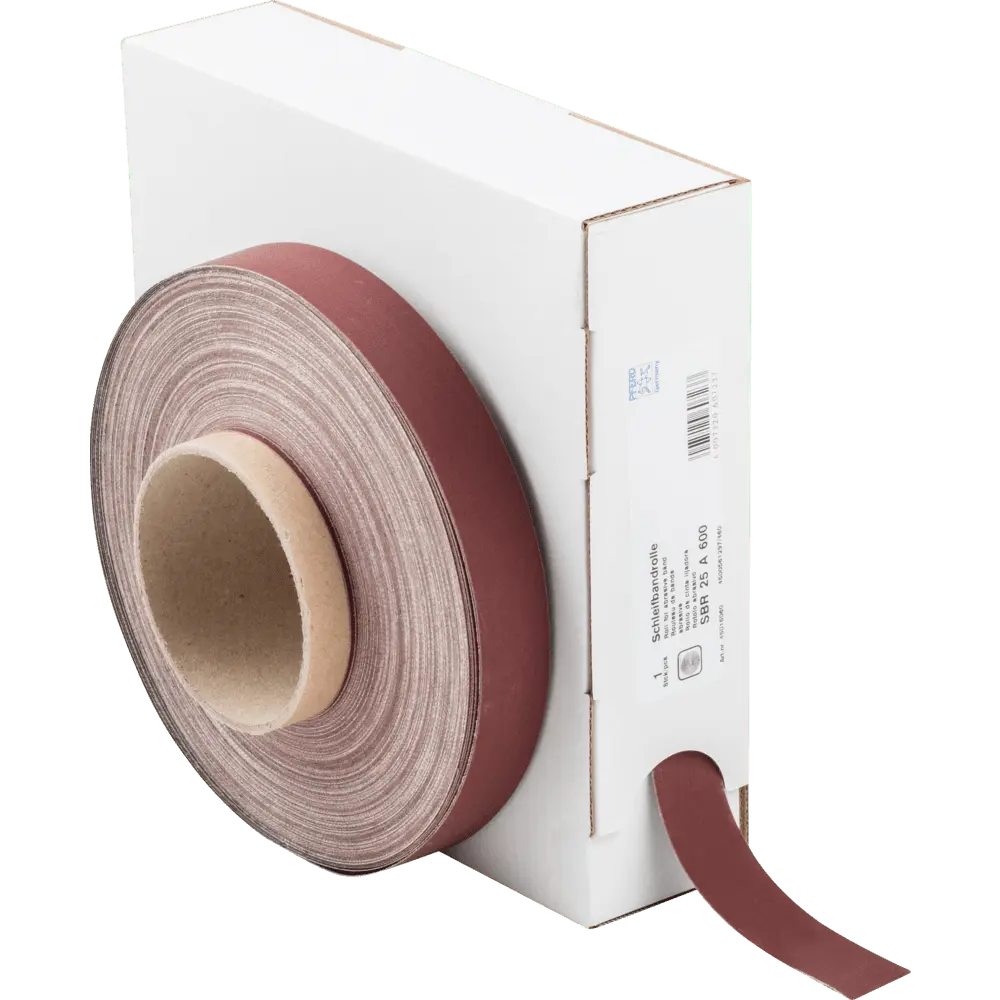 Produktfoto 1 von PFERD TOOLS Korund Schleifbandrolle Gewebe SBR Breite 25 mmxLänge 50m A600 für universelle Anwendung