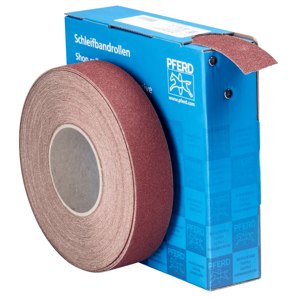 PFERD TOOLS Korund Schleifbandrolle Gewebe SBR Breite 38 mmxLänge 25m A60 für universelle Anwendung
