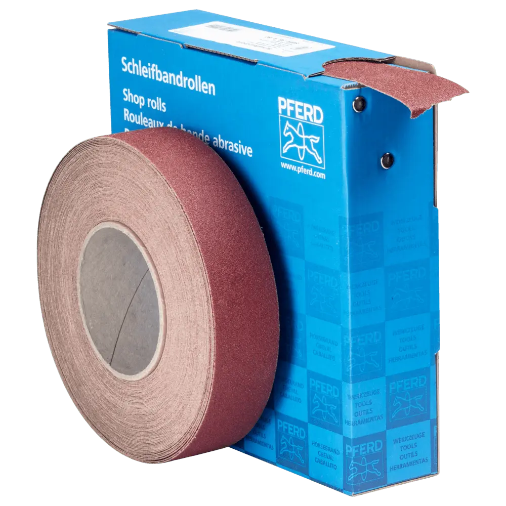 PFERD TOOLS Korund Schleifbandrolle Gewebe SBR Breite 38 mmxLänge 25m A80 für universelle Anwendung
