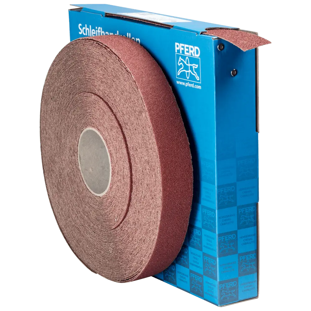 Produktfoto 1 von PFERD TOOLS Korund Schleifbandrolle Gewebe SBR Breite 40mmxLänge 50m A40 für universelle Anwendung