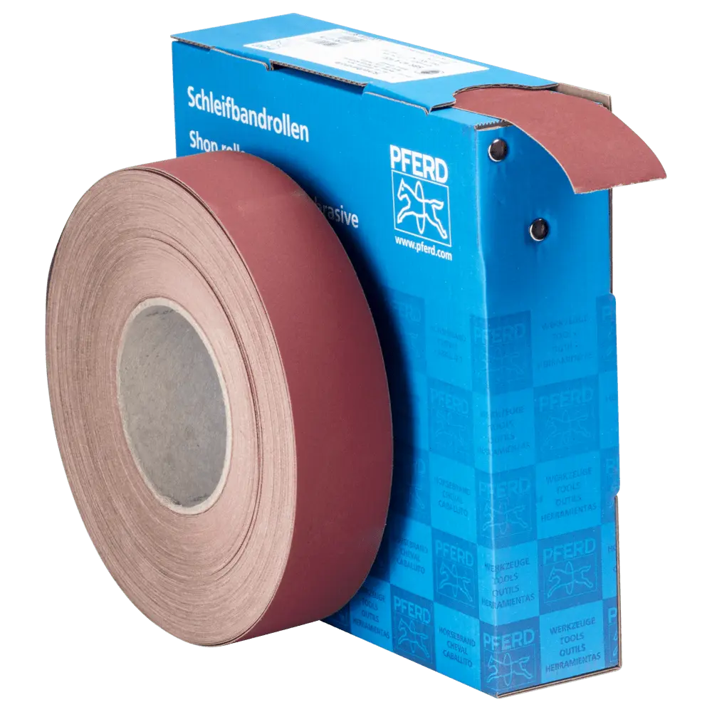 Produktfoto 1 von PFERD TOOLS Korund Schleifbandrolle Gewebe SBR Breite 40mmxLänge 50m A400 für universelle Anwendung