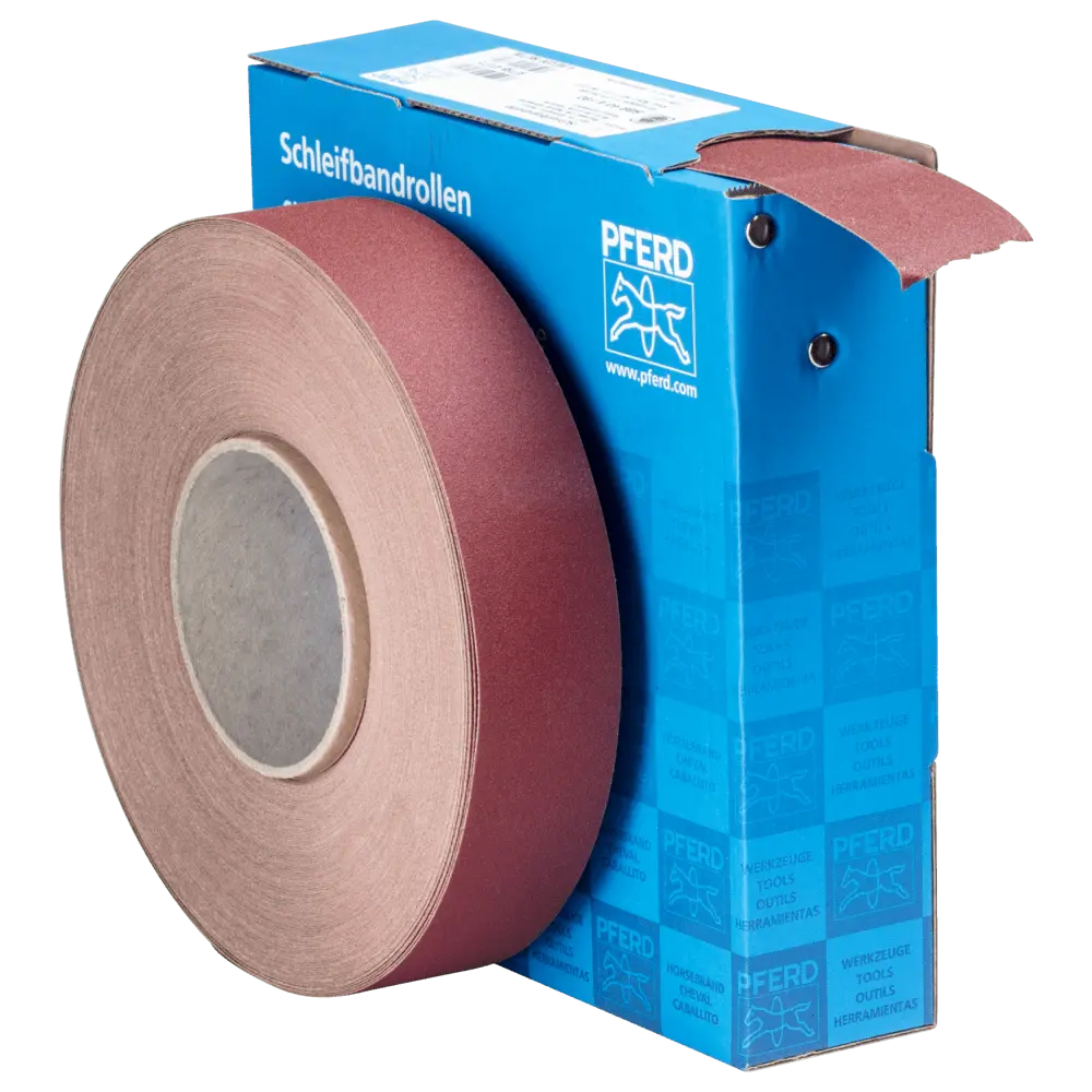 Produktfoto 1 von PFERD TOOLS Korund Schleifbandrolle Gewebe SBR Breite 40mmxLänge 50m A180 für universelle Anwendung