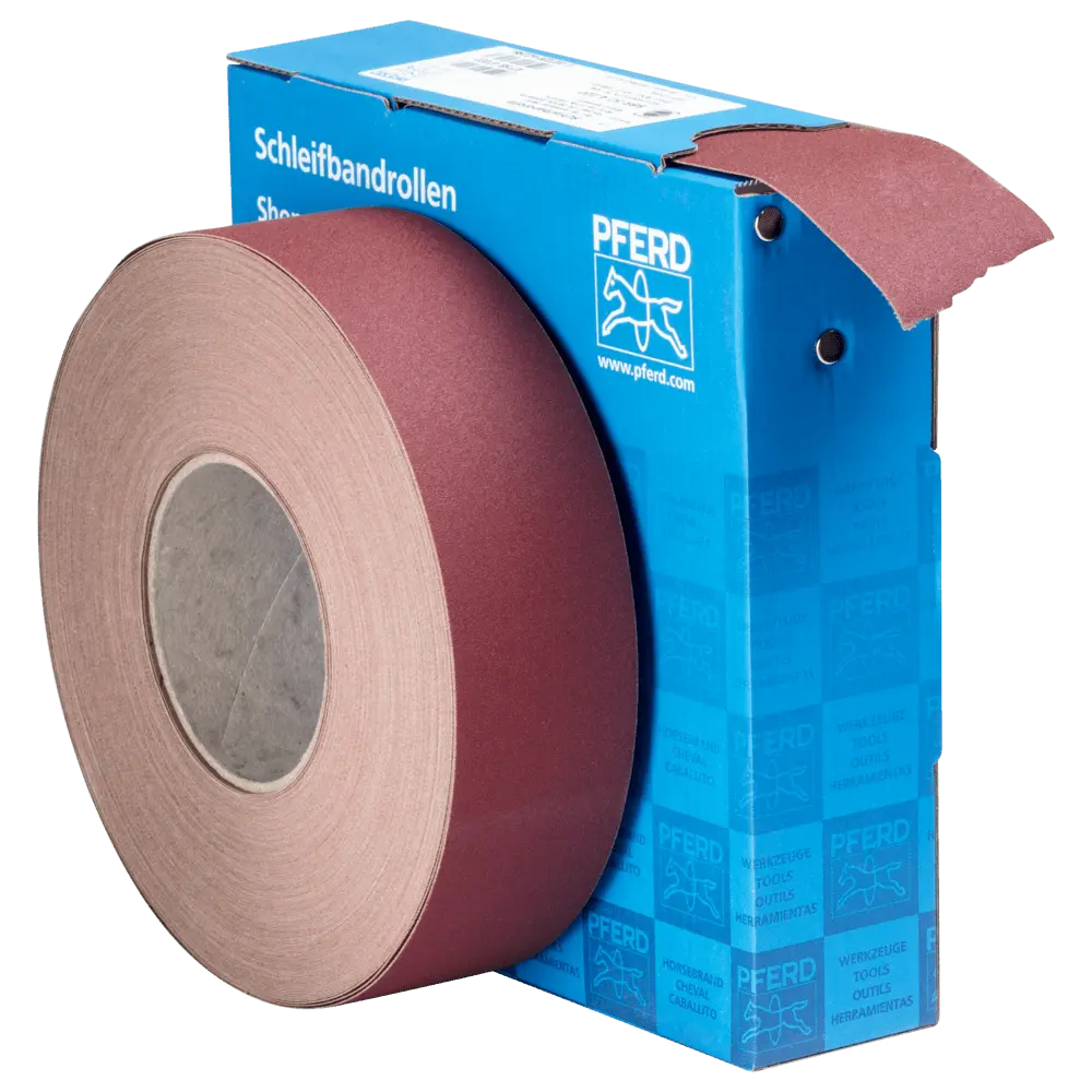 Produktfoto 1 von PFERD TOOLS Korund Schleifbandrolle Gewebe SBR Breite 50mmxLänge 50m A220 für universelle Anwendung
