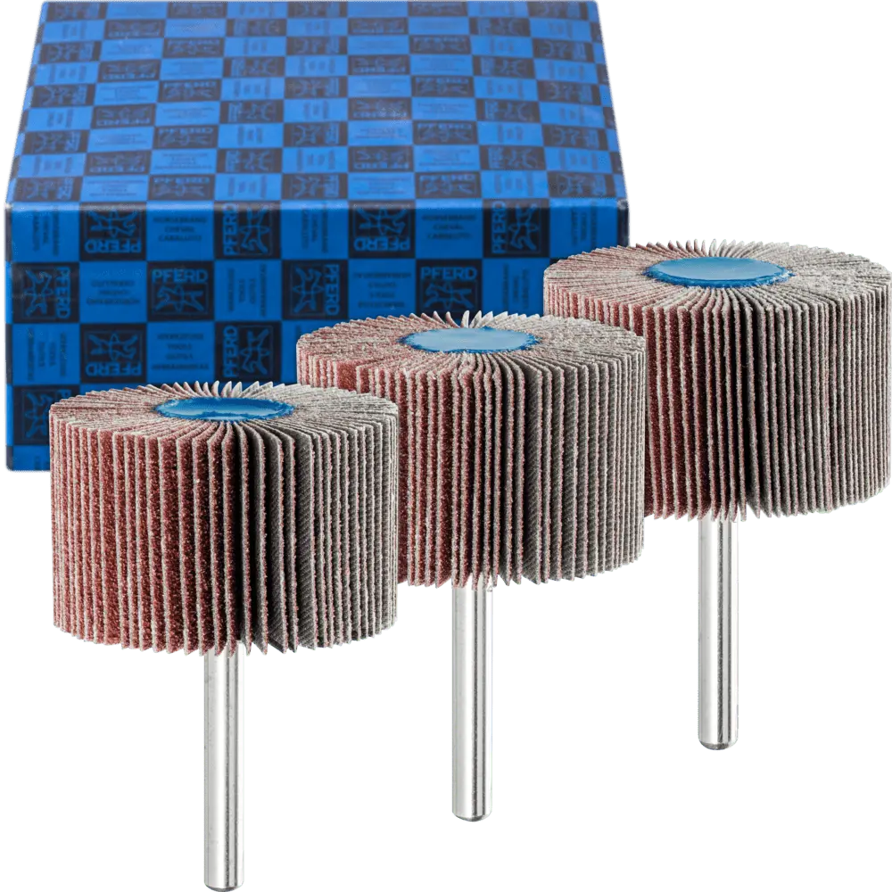 Produktfoto 1 von PFERD TOOLS Fächerschleifer-Set 3-tlg. Korund Ø 50x30mm Schaft-Ø 6 mm A60, 80,120 für Feinschliff und Finish
