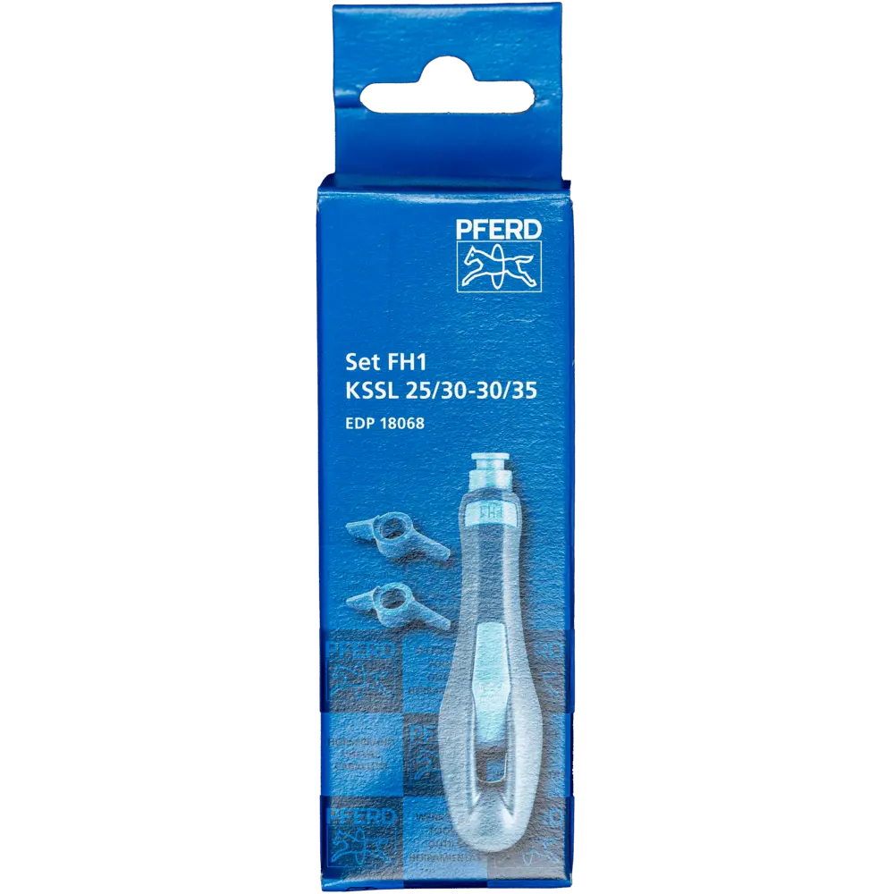 Produktfoto 1 von PFERD TOOLS Ergonomie-Feilenheft FH1-Set mit Schärflehren 25/30-30/35° für Kettensägefeile Ø 4,0-5,5 mm