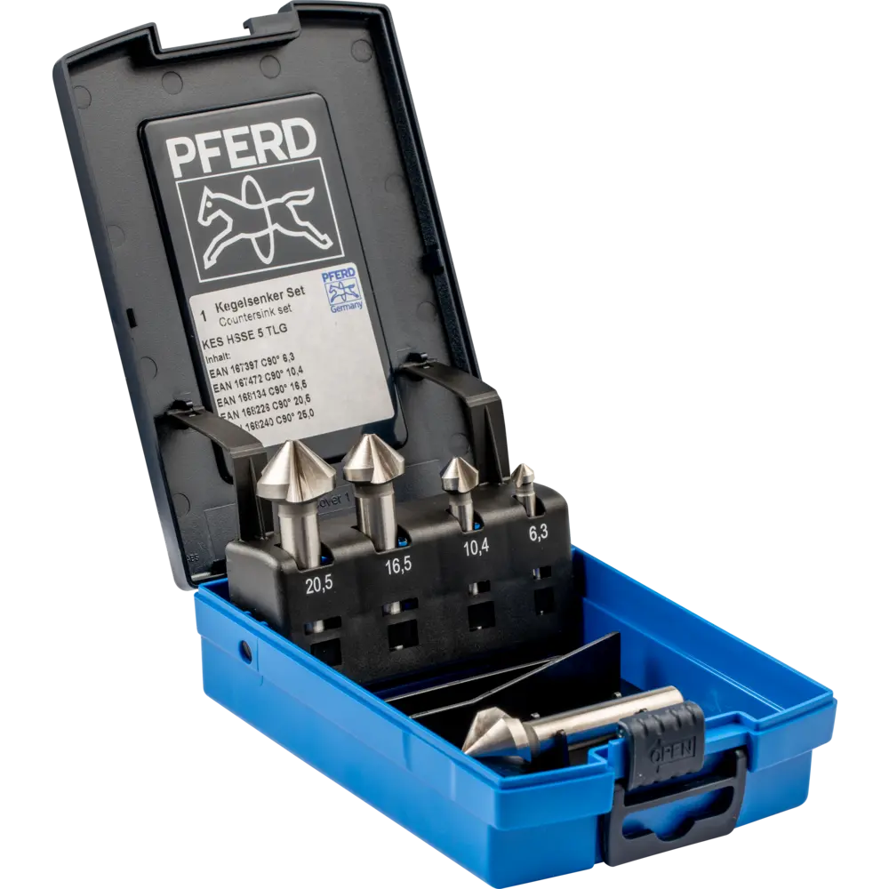 PFERD TOOLS HSSE-Kegelsenker-Set 5-tlg. DIN 335 C 90° Ausführung Co5