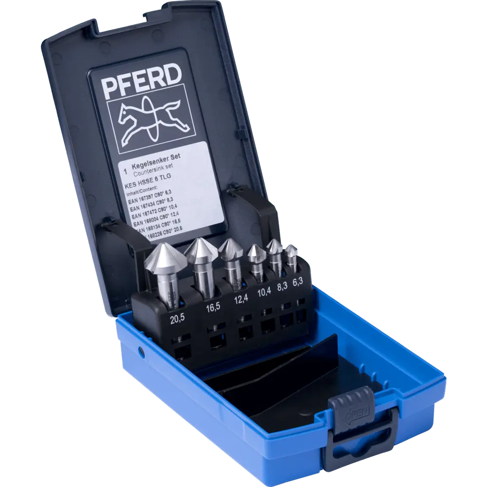 PFERD TOOLS HSSE-Kegelsenker-Set 6-tlg. DIN 335 C 90° Ausführung Co5
