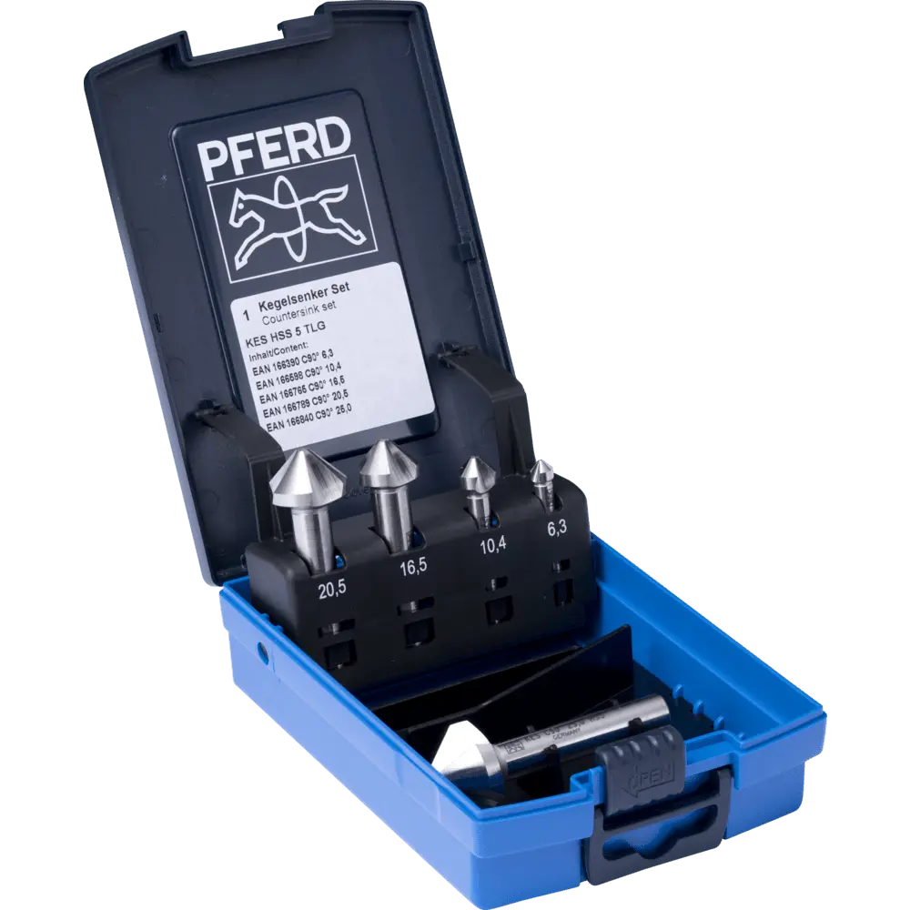 Produktfoto 1 von PFERD TOOLS HSS-Kegelsenker-Set 5-tlg. DIN 335 C 90°