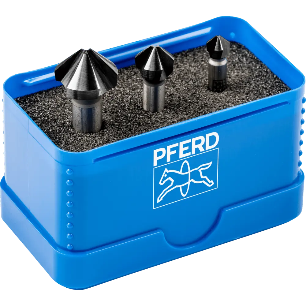 Produktfoto 1 von PFERD TOOLS HSS-Kegelsenker-Sets 3-tlg. DIN 335 C 90° mit HICOAT-Beschichtung HC-FEP