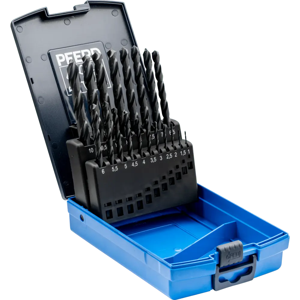 Produktfoto 1 von PFERD TOOLS Spiralbohrer-Set 19-tlg. STEEL HSSG N DIN 338 universal