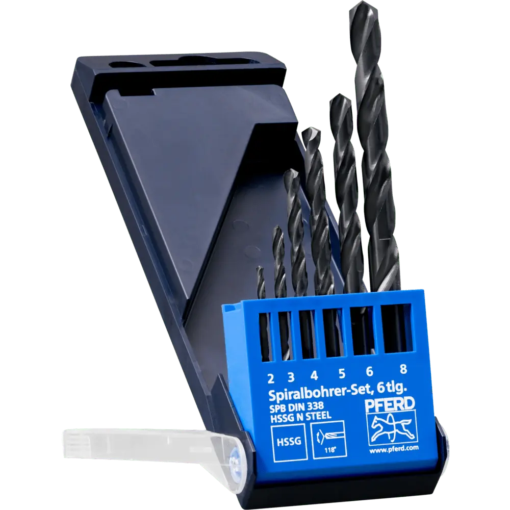Produktfoto 1 von PFERD TOOLS Spiralbohrer-Set 6-tlg. STEEL HSSG N DIN 338 universal