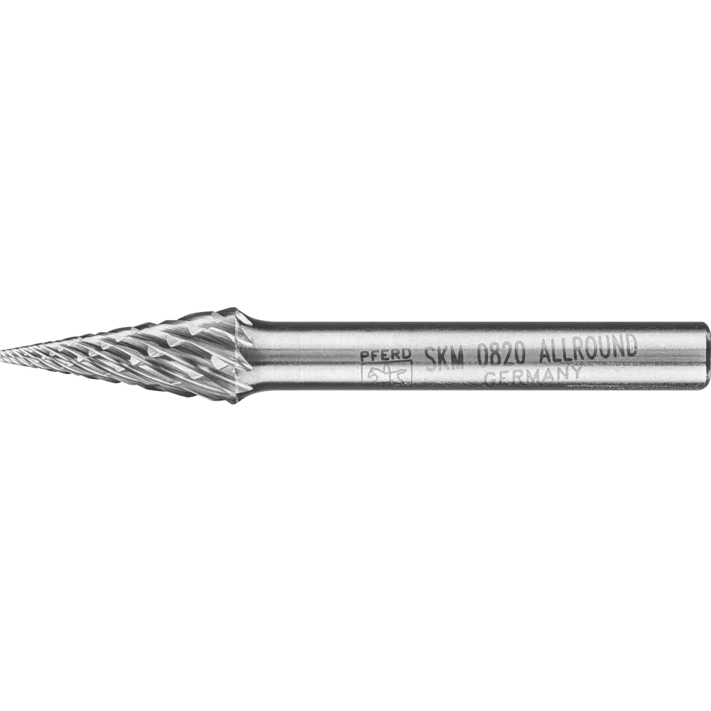 Produktfoto 1 von PFERD TOOLS Hartmetall Hochleistungsfrässtift ALLROUND Spitzkegel SKM Ø 08x20mm Schaft-Ø 6mm universal grob