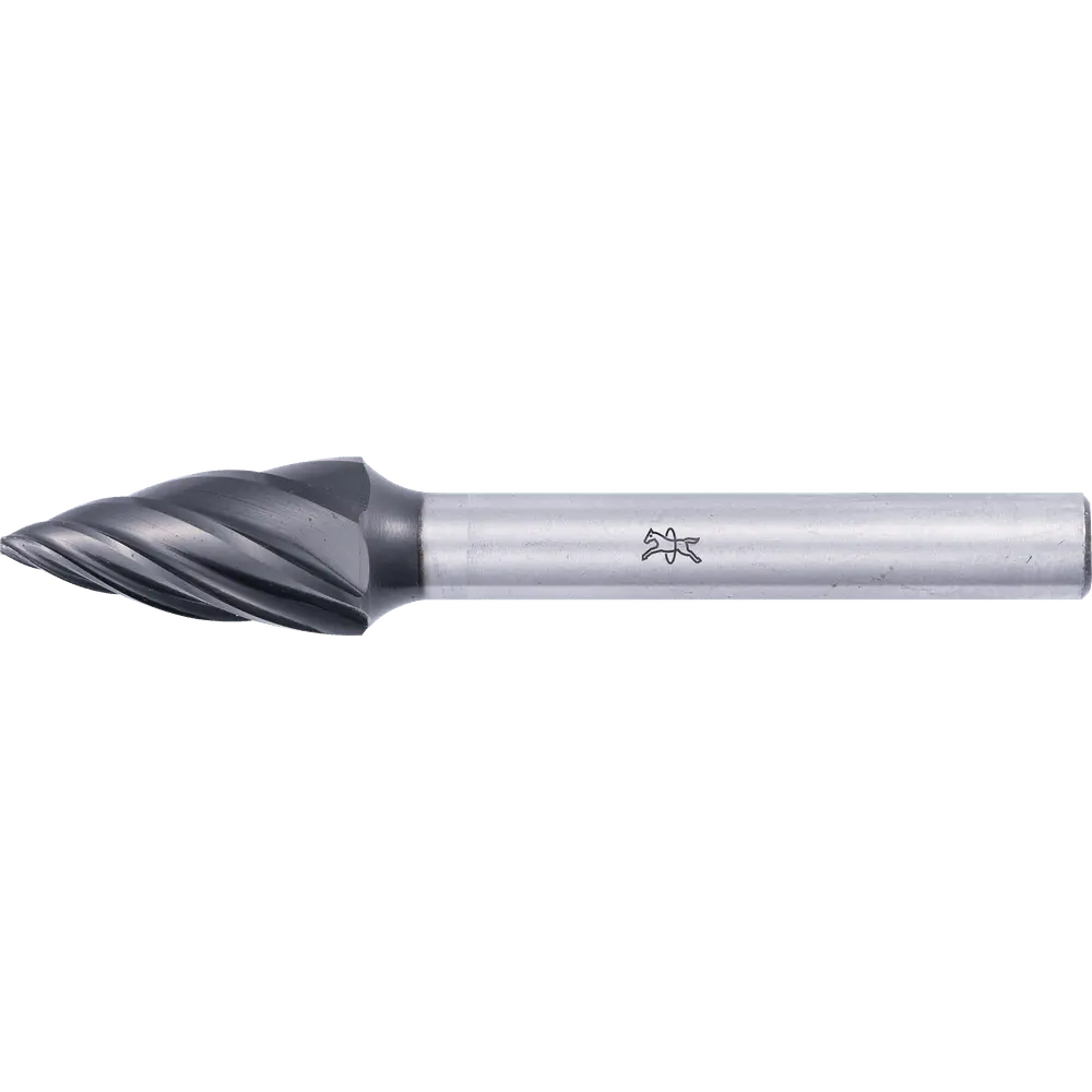 Produktfoto 1 von PFERD TOOLS Hartmetall Hochleistungsfrässtift ALU Spitzbogen SPG Ø 06x18mm Schaft-Ø 6mm HICOAT beschichtet für Alu/NE Metalle