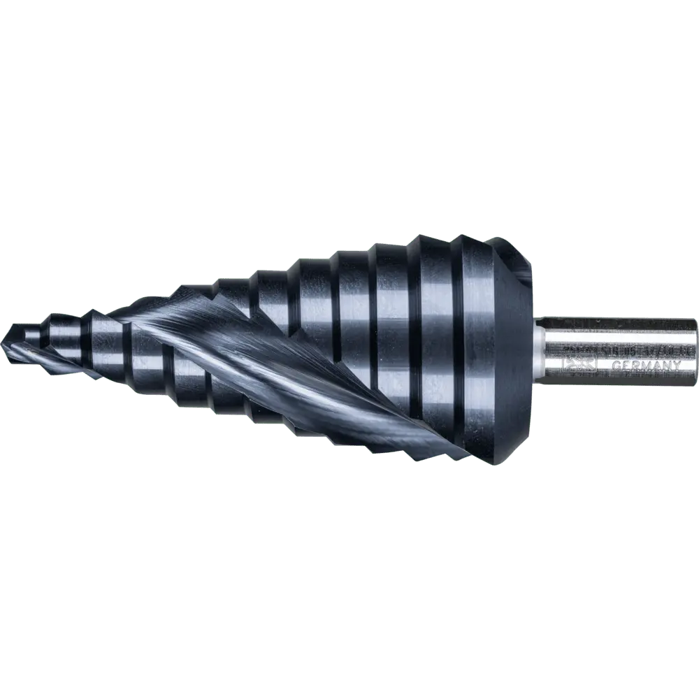 Produktfoto 1 von PFERD TOOLS Stufenbohrer HSS 12 Bohrstufen Ø 6-37 mm 3-Flächenschaft-Ø 10mm HICOAT beschichtet