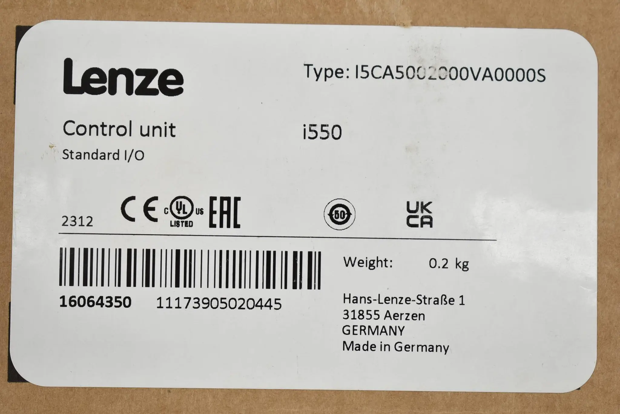 Produktfoto 1 von Lenze Control Unit Standard I/O i550 I5CA5002000VA0000S ( 16064350 )