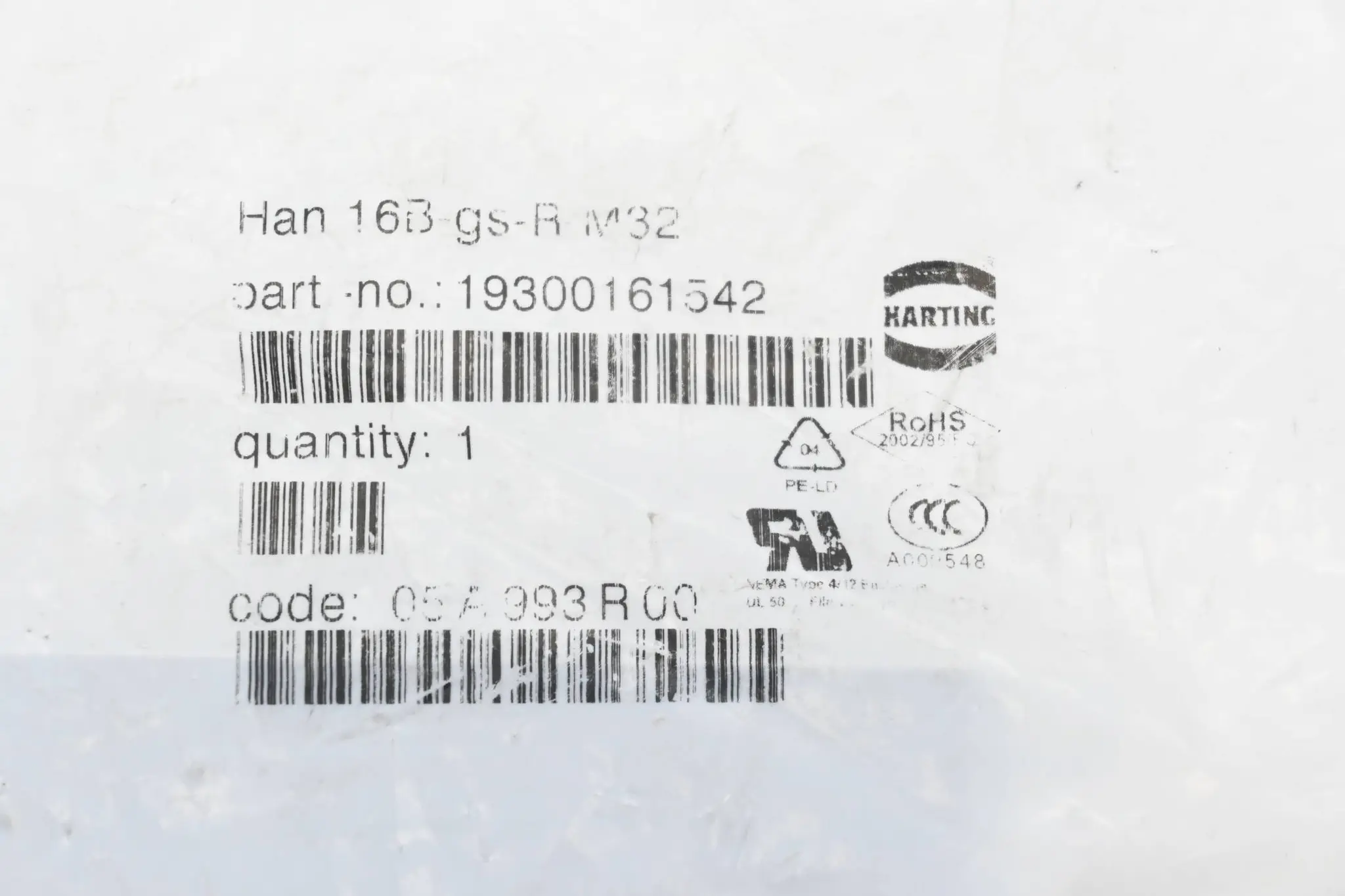 Produktfoto 1 von Harting Tüllengehäuse Han 16B-gs-R-M32 ( 19300161542 )