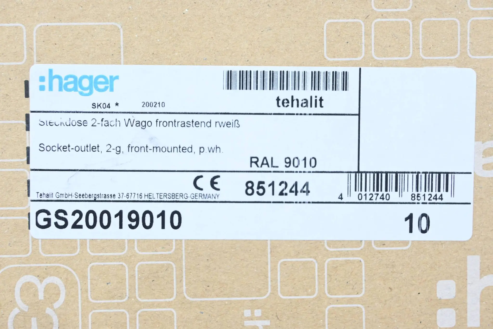 Produktfoto 1 von Hager 10 Stück SCHUKO Doppelsteckdose Frontrastend Reinweiß ( GS20019010 )