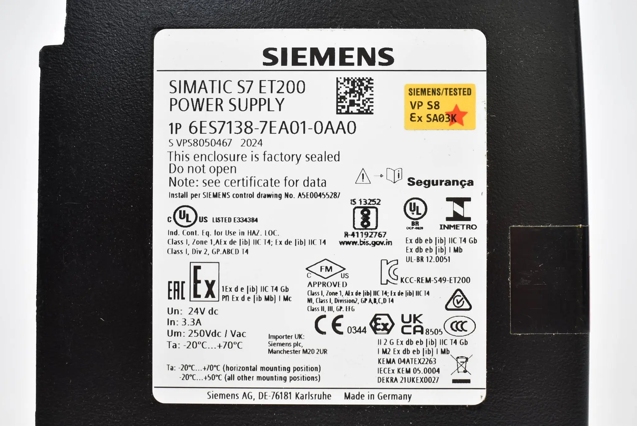 Produktfoto 1 von Siemens Simatic DP DC 24 V 6ES7138-7EA01-0AA0 ( 6ES7 138-7EA01-0AA0 ) E9