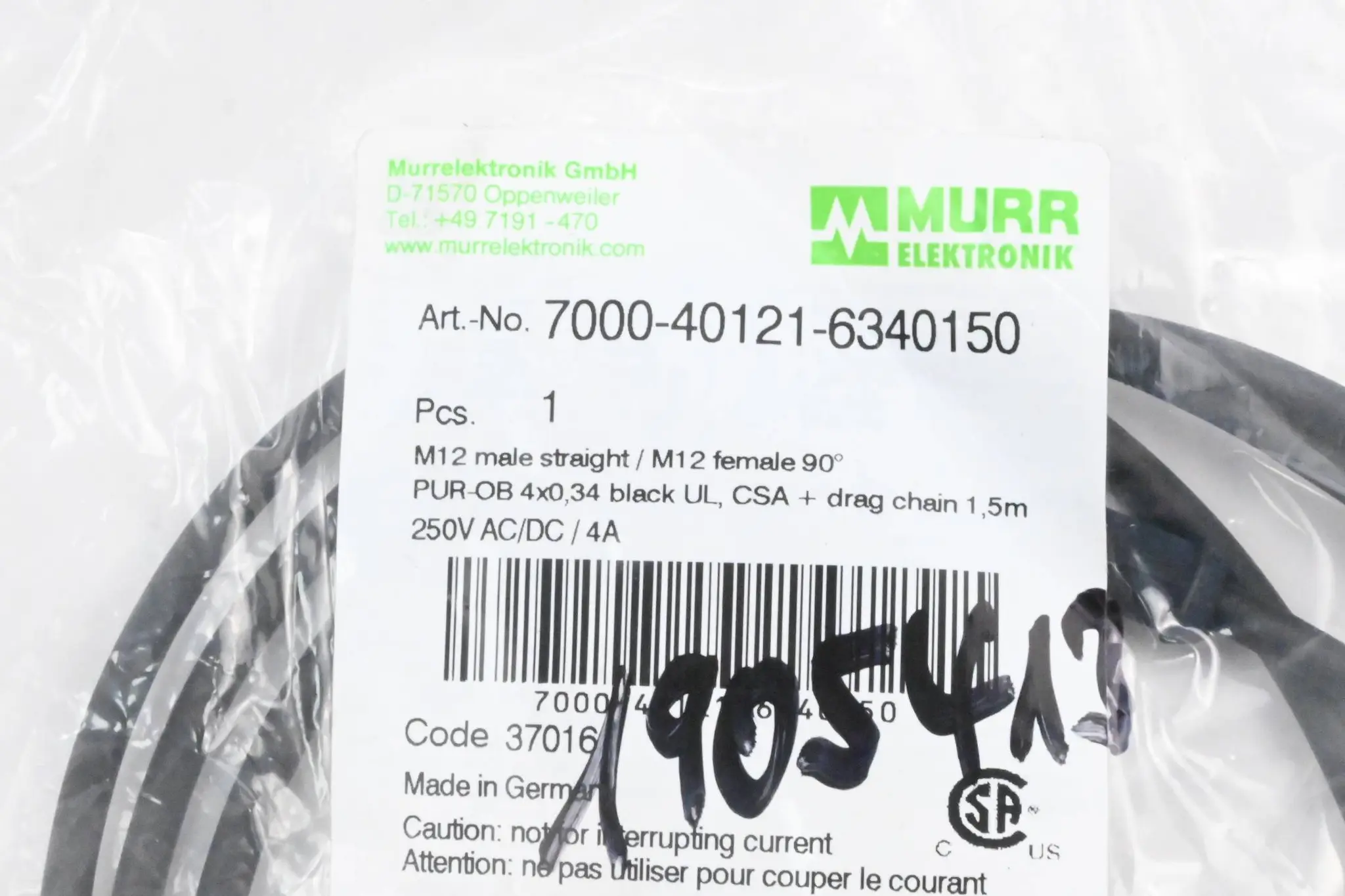 Produktfoto 1 von Murr Elektronik Steckverbinder 7000-40121-6340150 1,5m