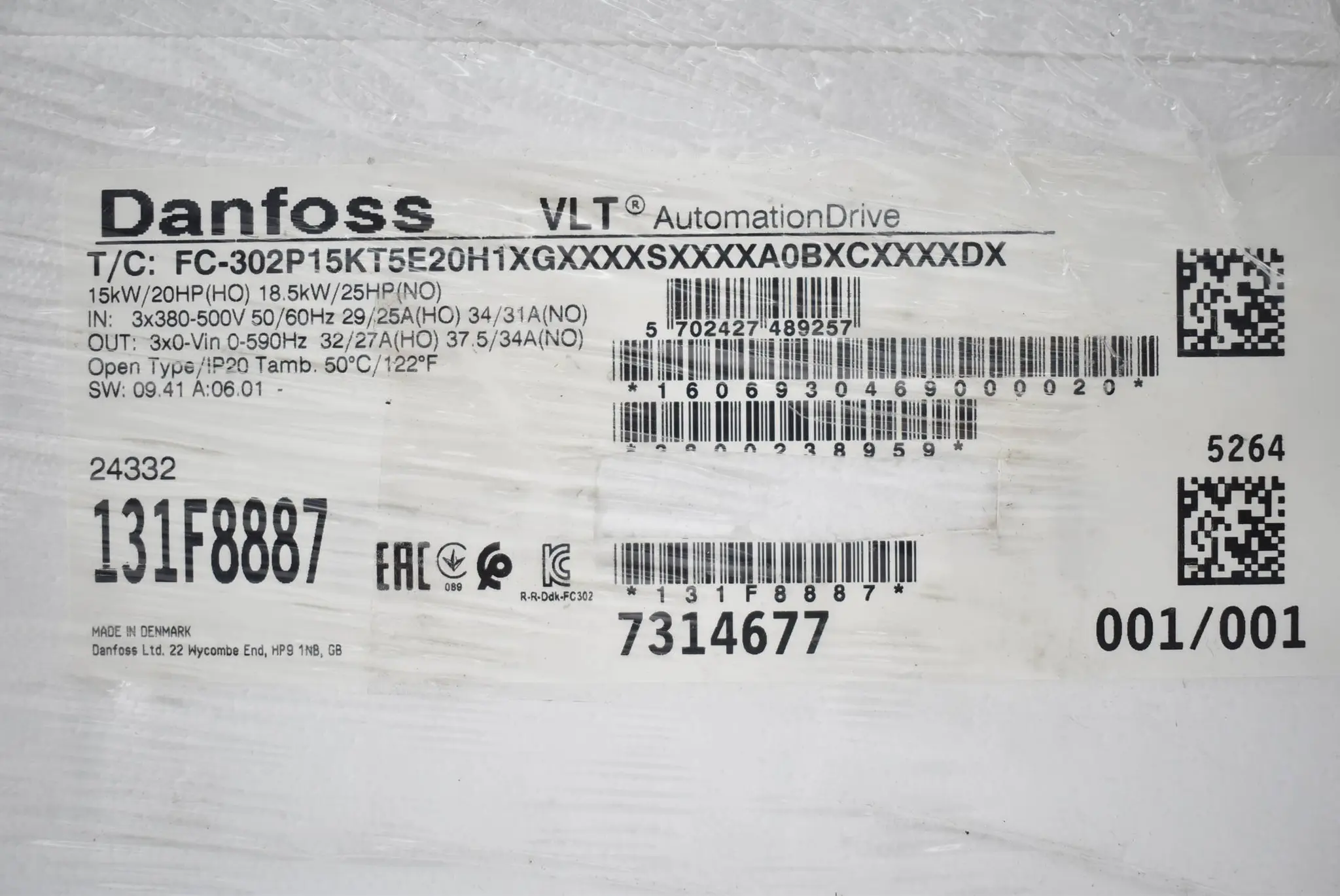 Produktfoto 1 von Danfoss Frequenzumrichter FC-302P15KT5E20H1XGXXXXSXXXXA0BXCXXXXDX ( 131F8887 )