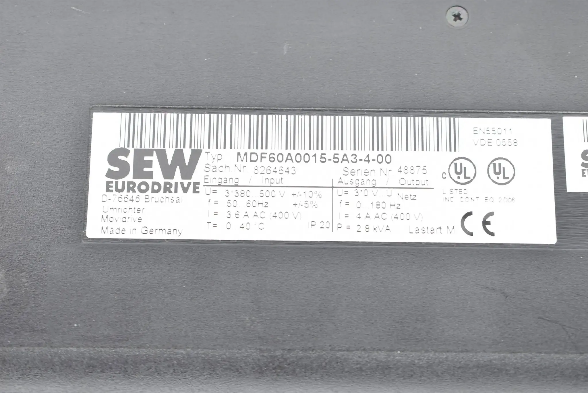 Produktfoto 1 von DEFEKT SEW MDF60A0015-5A3-4-00 3x380-500V 50/60Hz ( 8264643 )