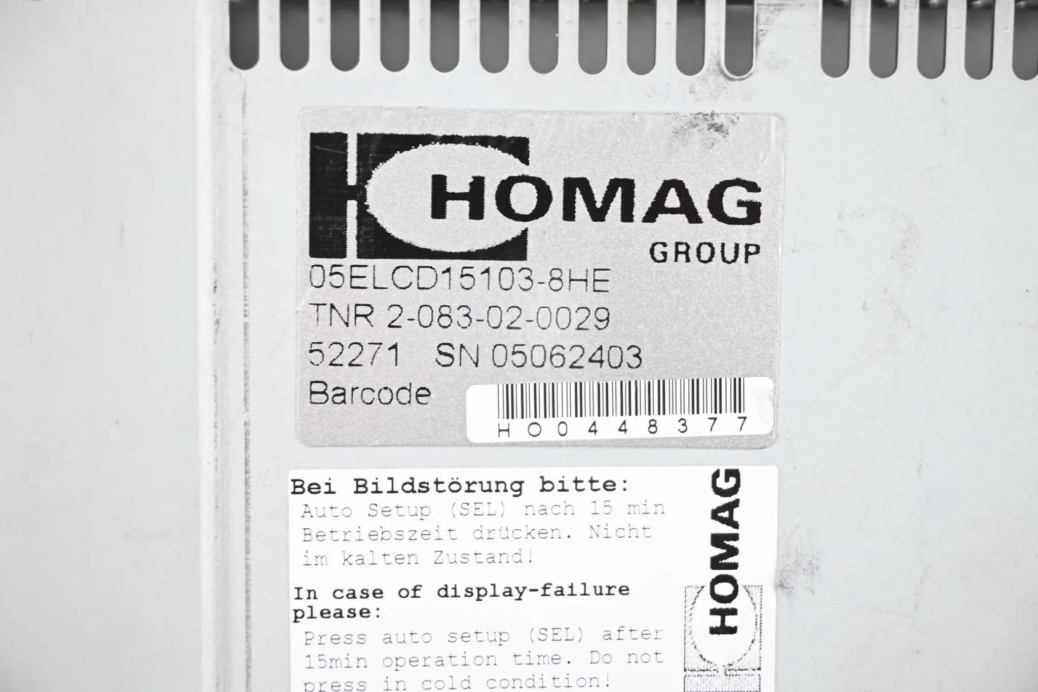 Produktfoto 1 von Homag Displaymodul 05ELCD15103-8HE ( 2-083-02-0029 )