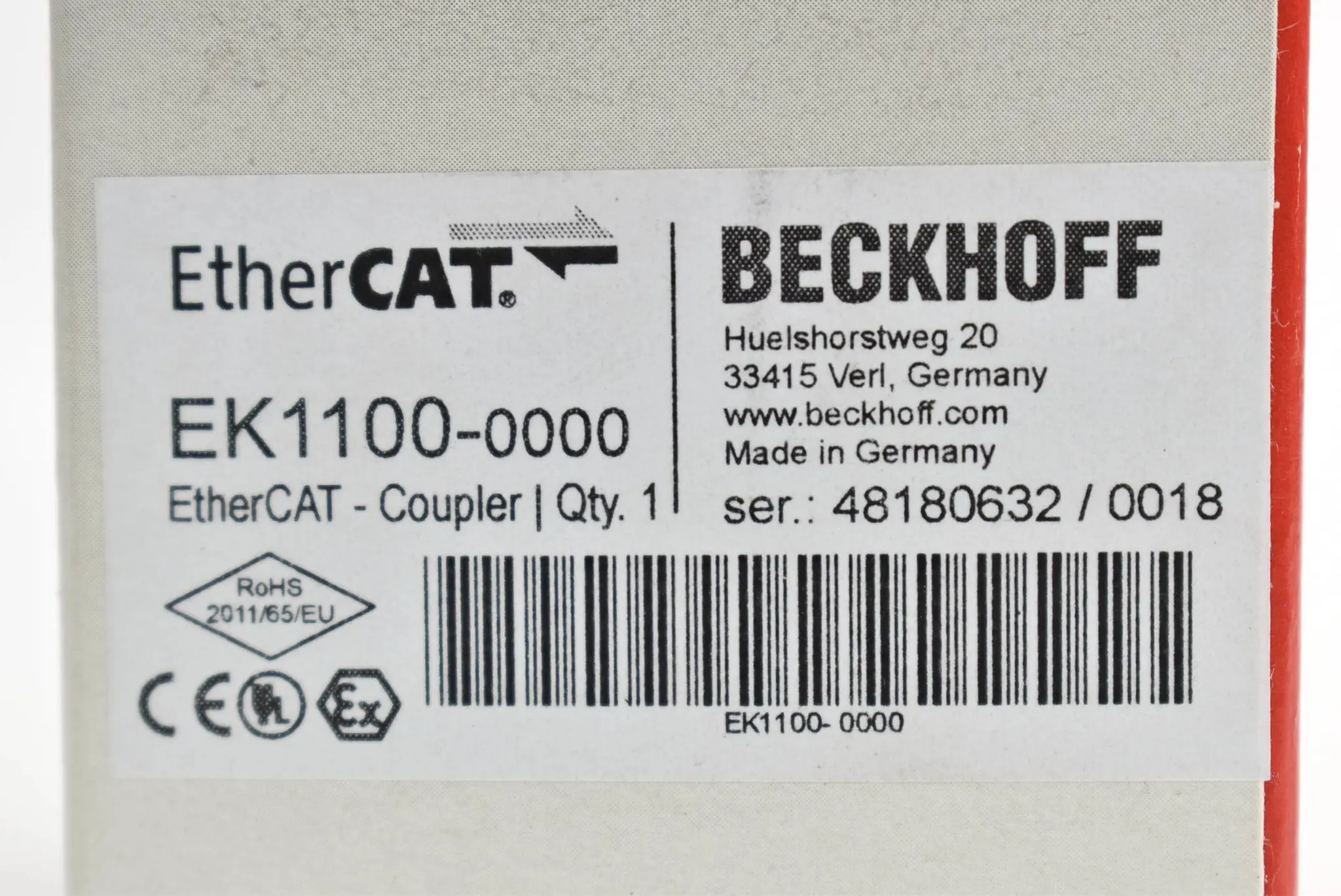 Produktfoto 1 von Beckhoff EtherCAT-Koppler EK1100 ( EK1100-0000 ) Rev. 18