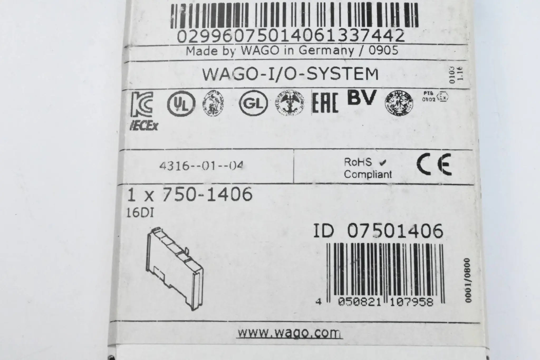 Produktfoto 1 von Wago 16-Kanal-Digitaleingang 750-1406