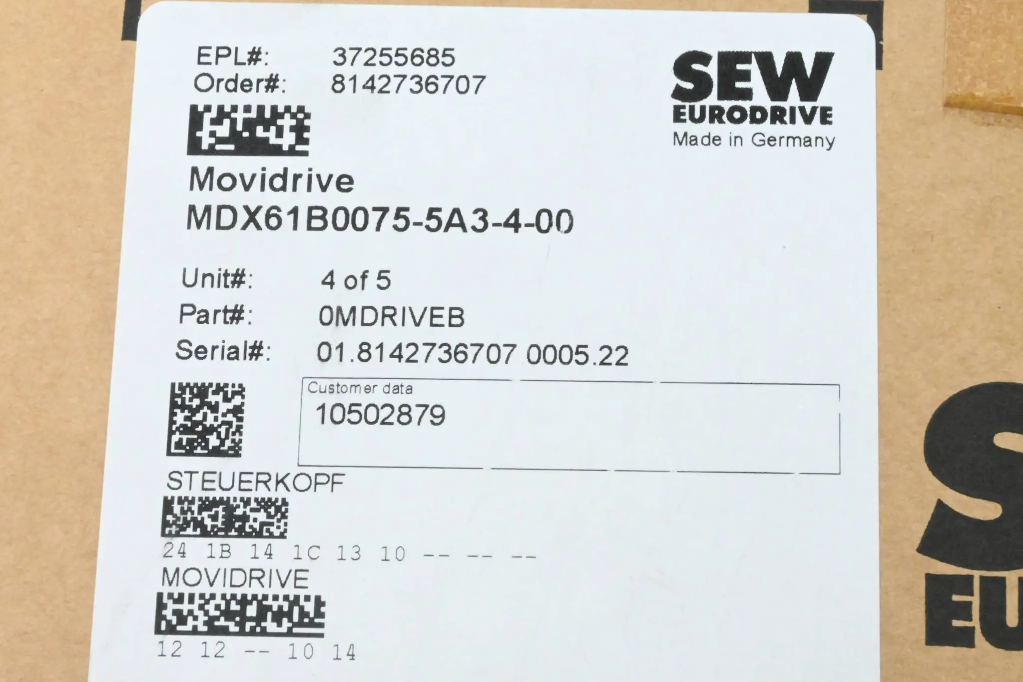 Produktfoto 1 von SEW-Eurodrive Movidrive Frequenzumrichter MDX61B0075-5A3-4-00
