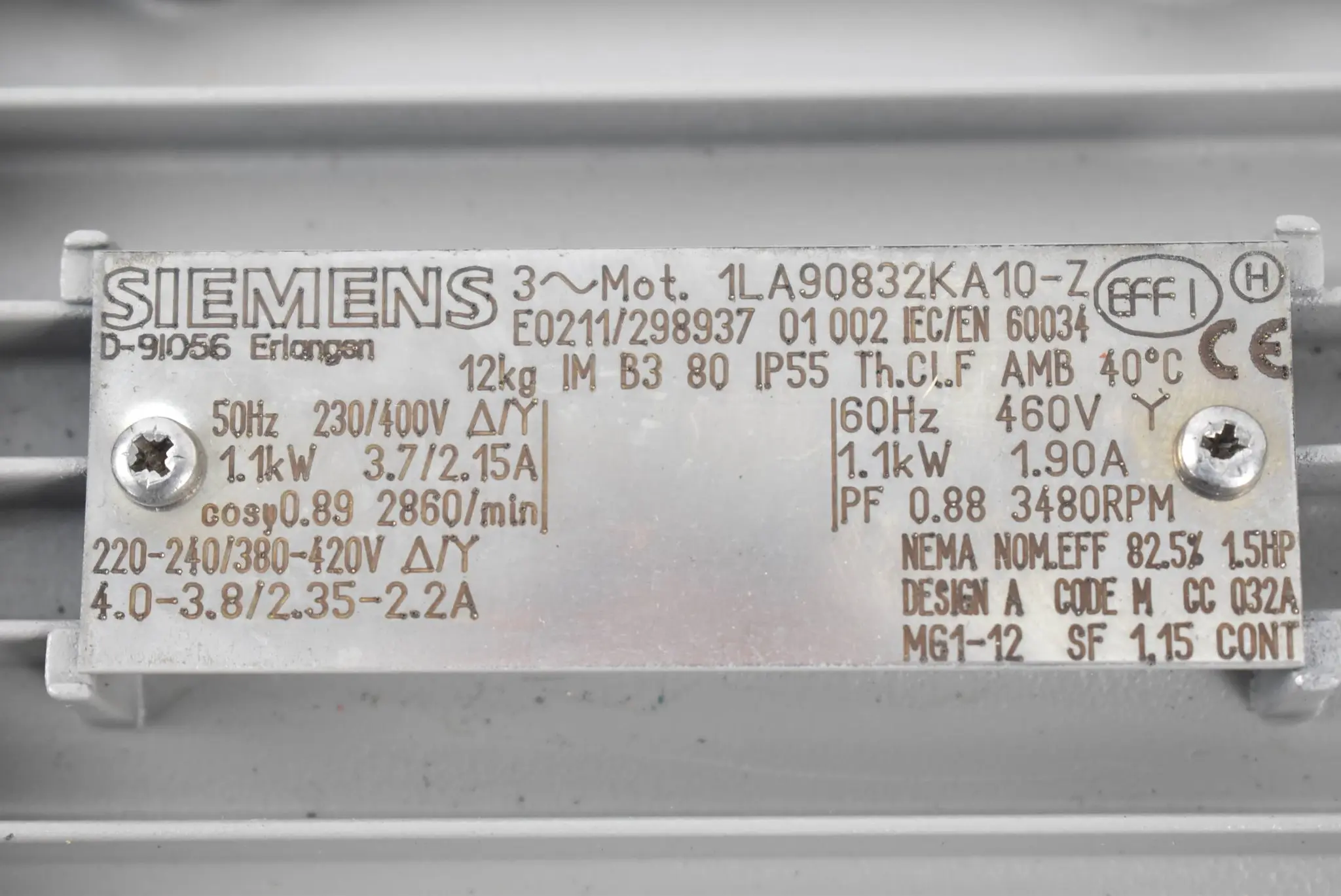 Produktfoto 1 von Siemens 3~Motor 1LA90832KA10-Z ( 1LA908-32KA10-Z ) 1,1kW 2860r/min.