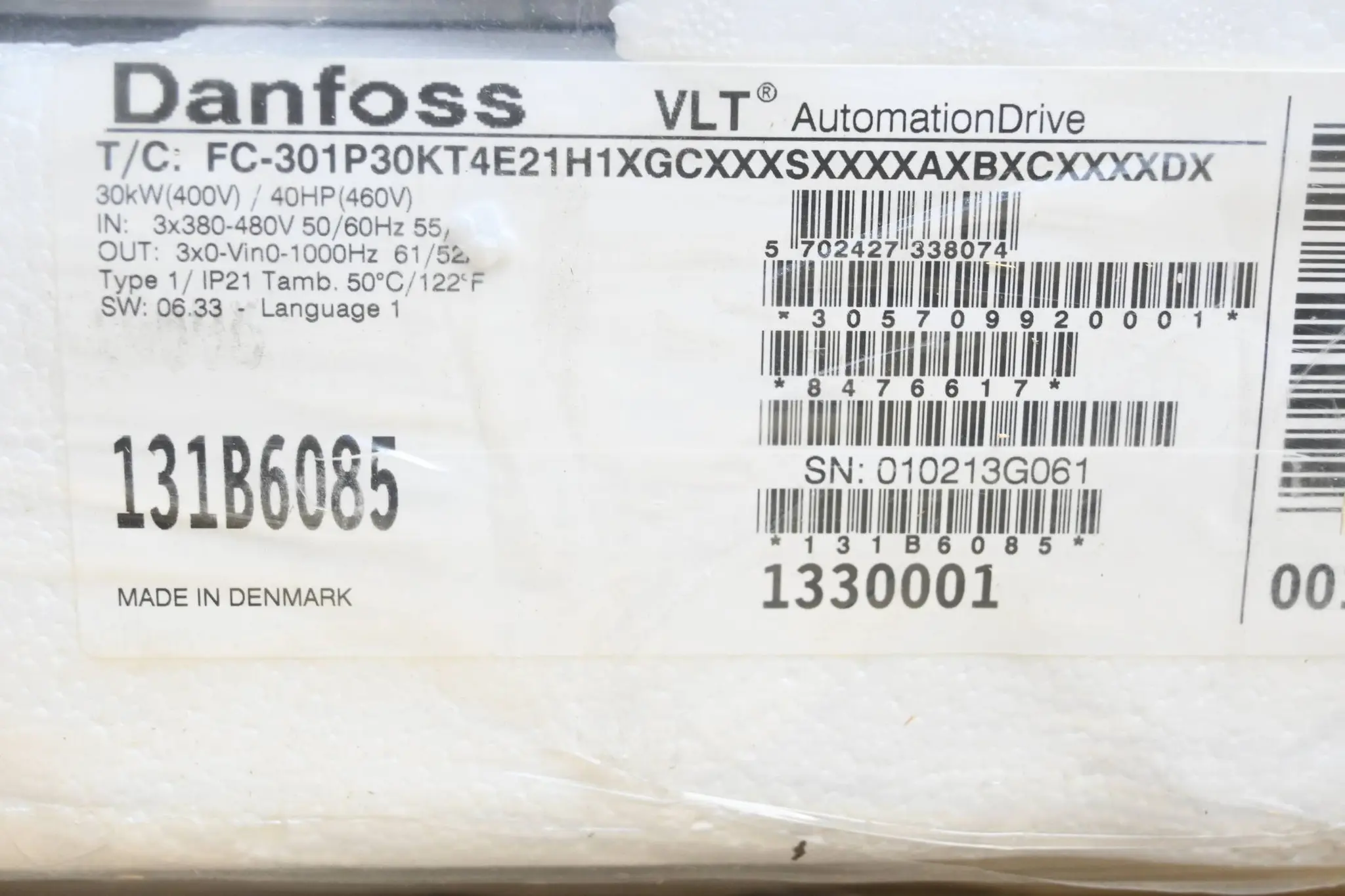 Produktfoto 1 von Danfoss Frequenzumrichter FC-301P30KT4E21H1XGCXXXSXXXXAXBXCXXXXDX ( 131B6085 )