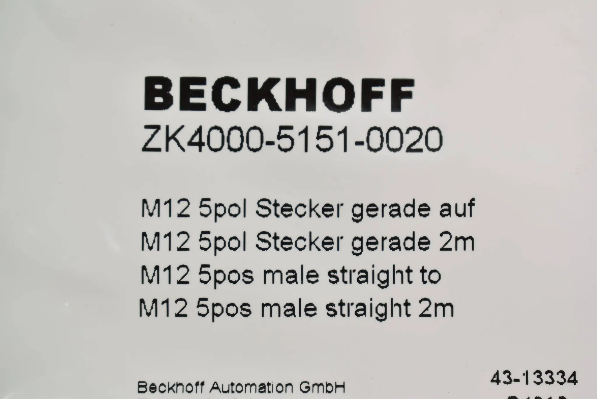 Produktfoto 1 von Beckhoff Encoderanschlussleitung M12 5pol Stecker gerade 2 m ZK4000-5151-0020