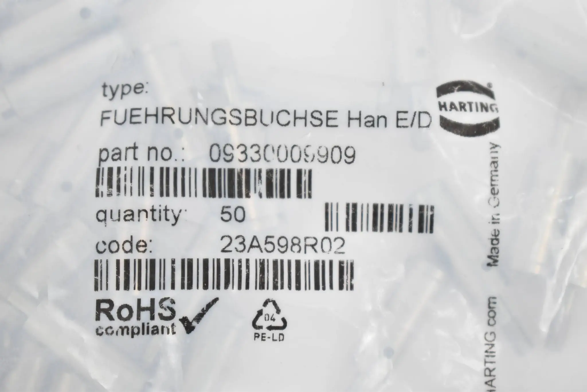 Produktfoto 1 von Harting Führungsbuchse Han E/X/D ( 09330009909 ) VE 50 Stück