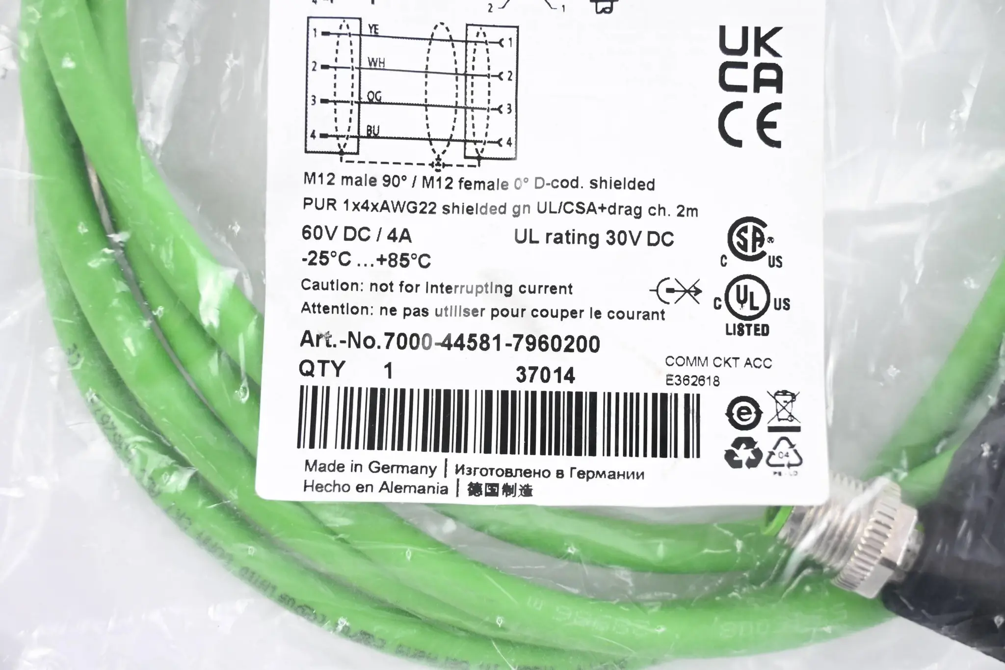 Produktfoto 1 von Murr Elektronik Steckverbinder ( 7000-44581-7960200 ) 2m