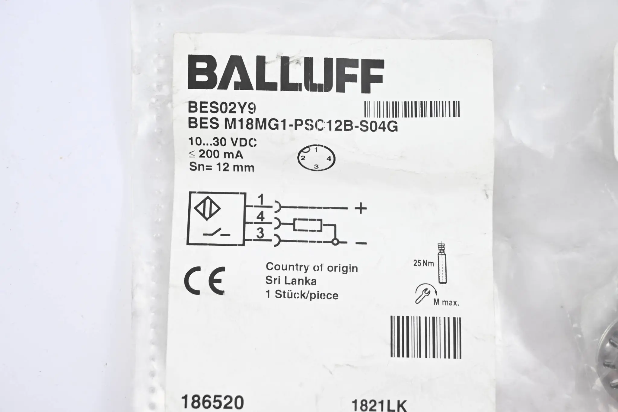 Produktfoto 1 von Balluff induktiver Näherungsschalter BES02Y9 ( BES M18MG1-PSC12B-S04G )