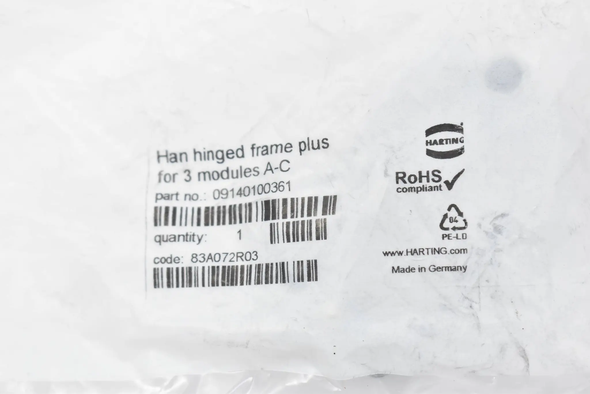 Produktfoto 1 von Harting Gelenkrahmen Plus für 3 Module A-C ( 09140100361 )