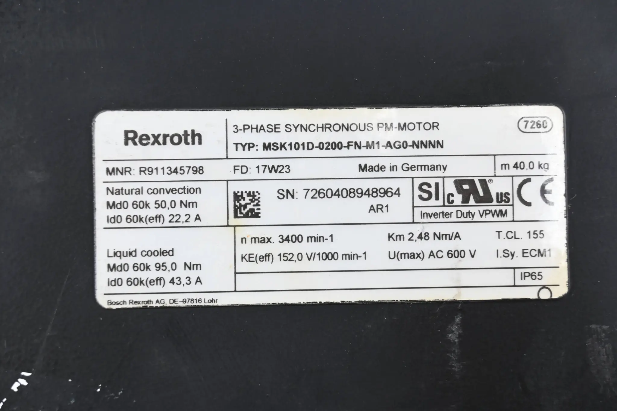 Produktfoto 1 von Rexroth Servomotor MSK101D-0200-FN-M1-AG0-NNNN ( R911345798 )