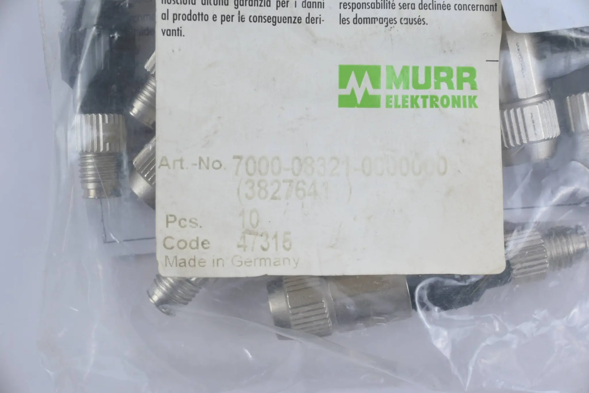 Produktfoto 1 von Murr Elektronik 10 Stück Adapter SAT 3Pol. + M8 Stecker ( 7000-08321-0000000 )