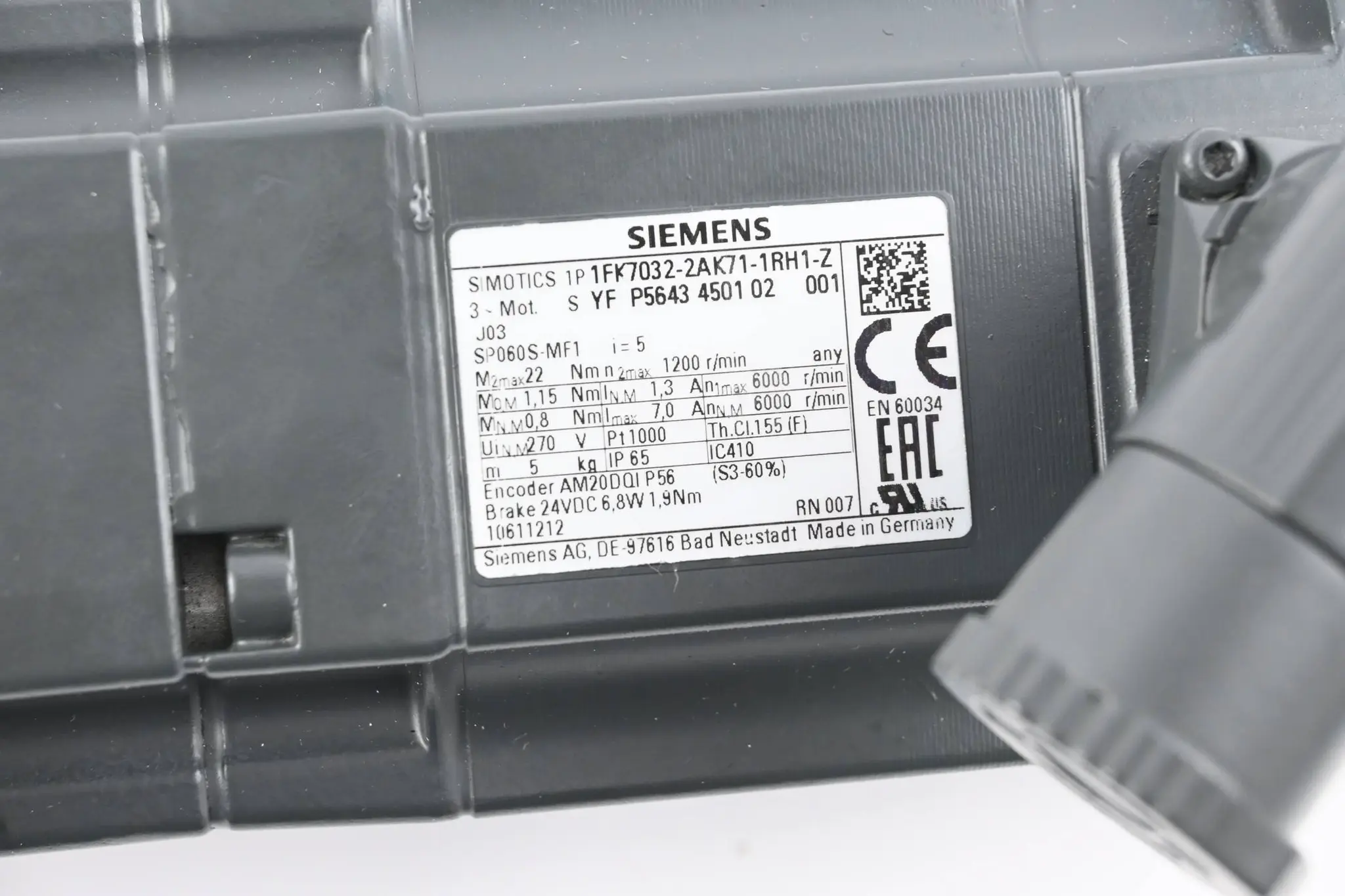 Produktfoto 1 von Siemens Simotics S Synchronmotor 1FK7032-2AK71-1RH1-Z ( 1FK7 032-2AK71-1RH1-Z )