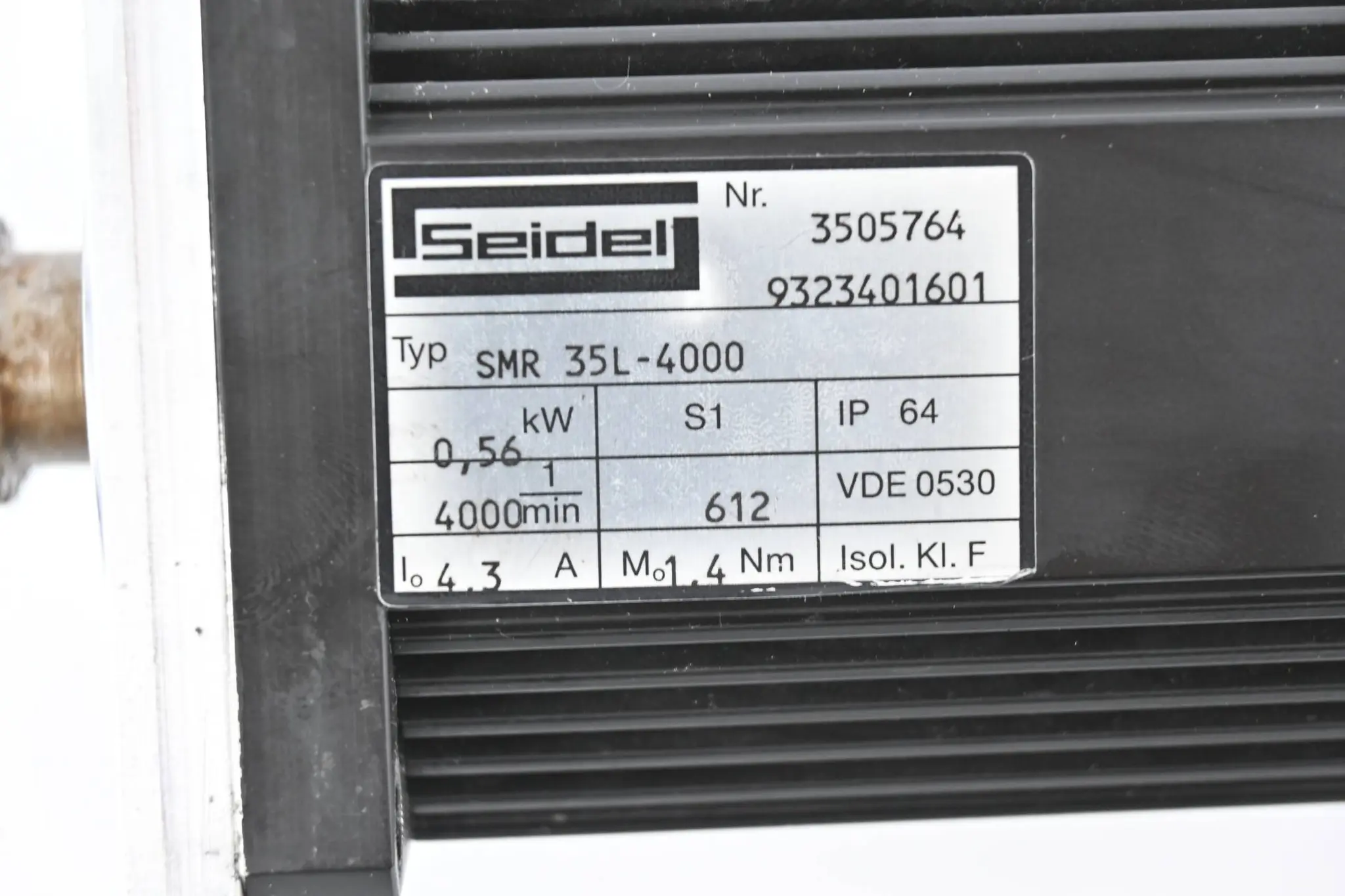Produktfoto 1 von Seidel Servomotor SMR 35L-4000 ( SMR35L-4000 ) 0.56kW 4.3A 4000/min