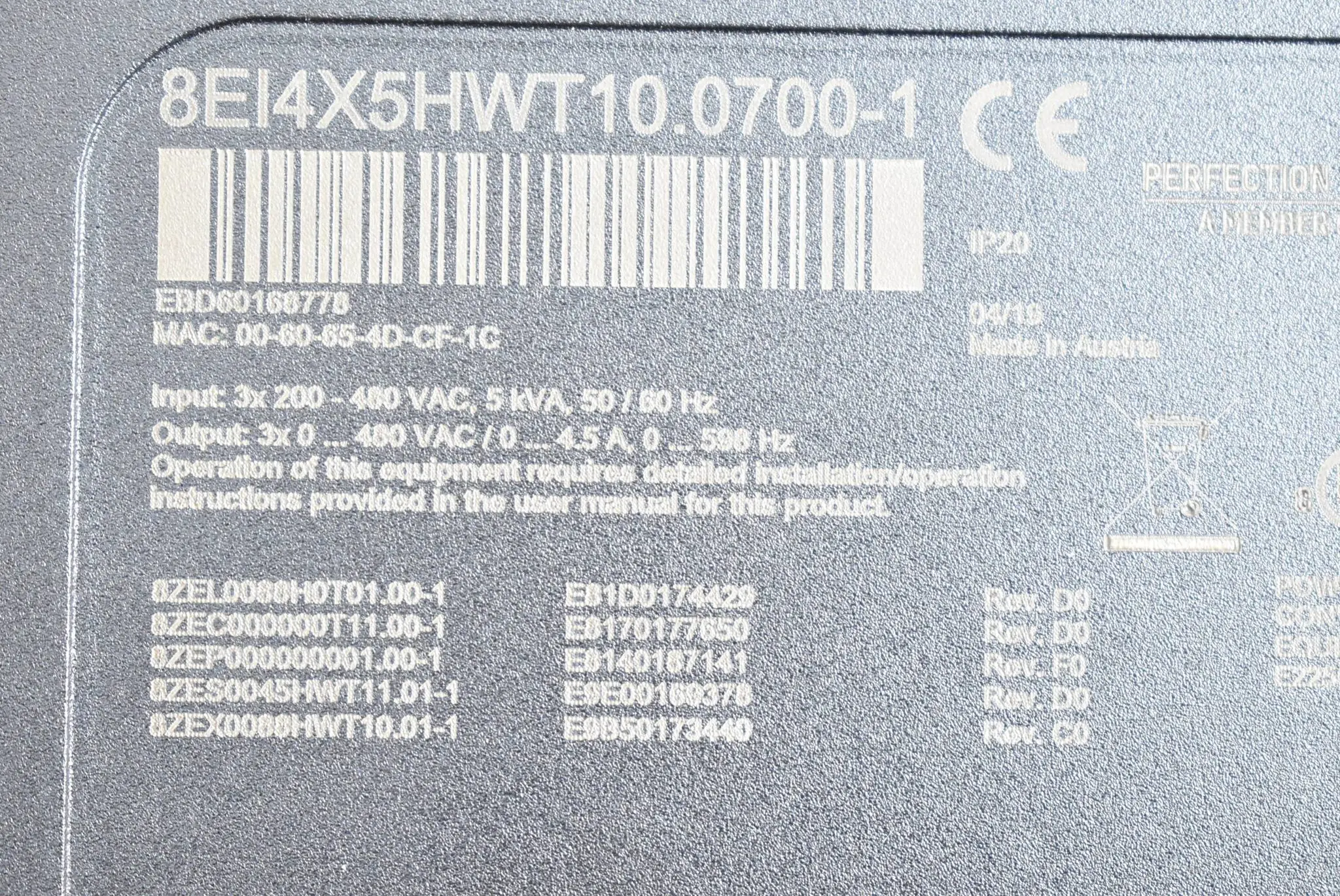 Produktfoto 1 von B&R automation Acopos P3 Servoverstärker 8EI4X5HWT10.0700-1