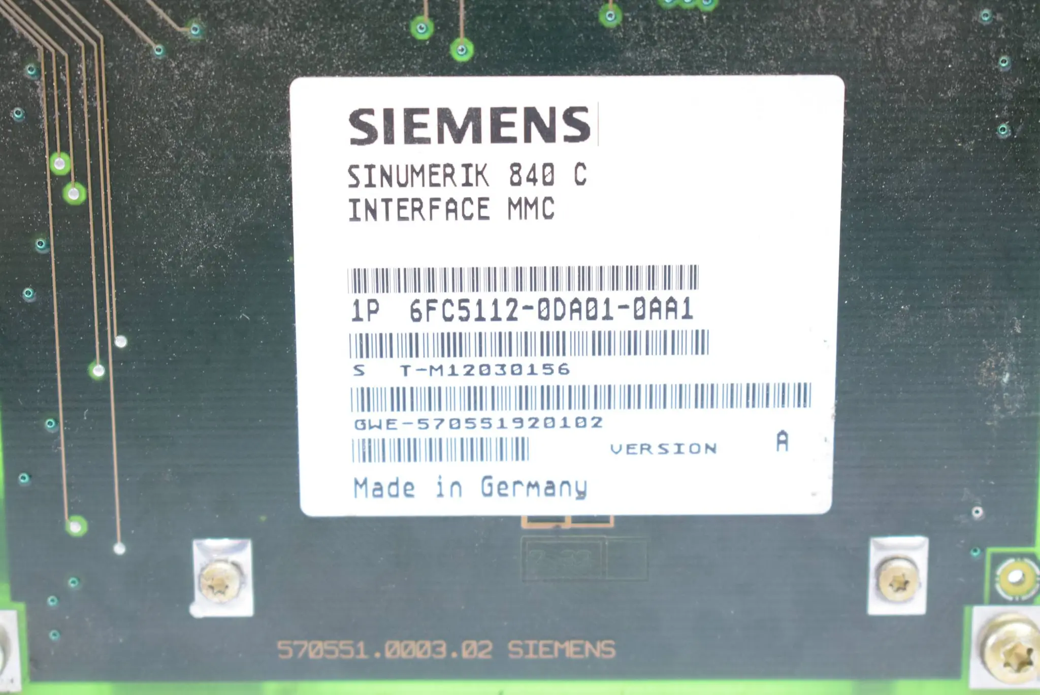 Produktfoto 1 von Siemens sinumerik 840 C Interface MMC 6FC5112-0DA01-0AA1 ( 6FC5 112-0DA01-0AA1 )