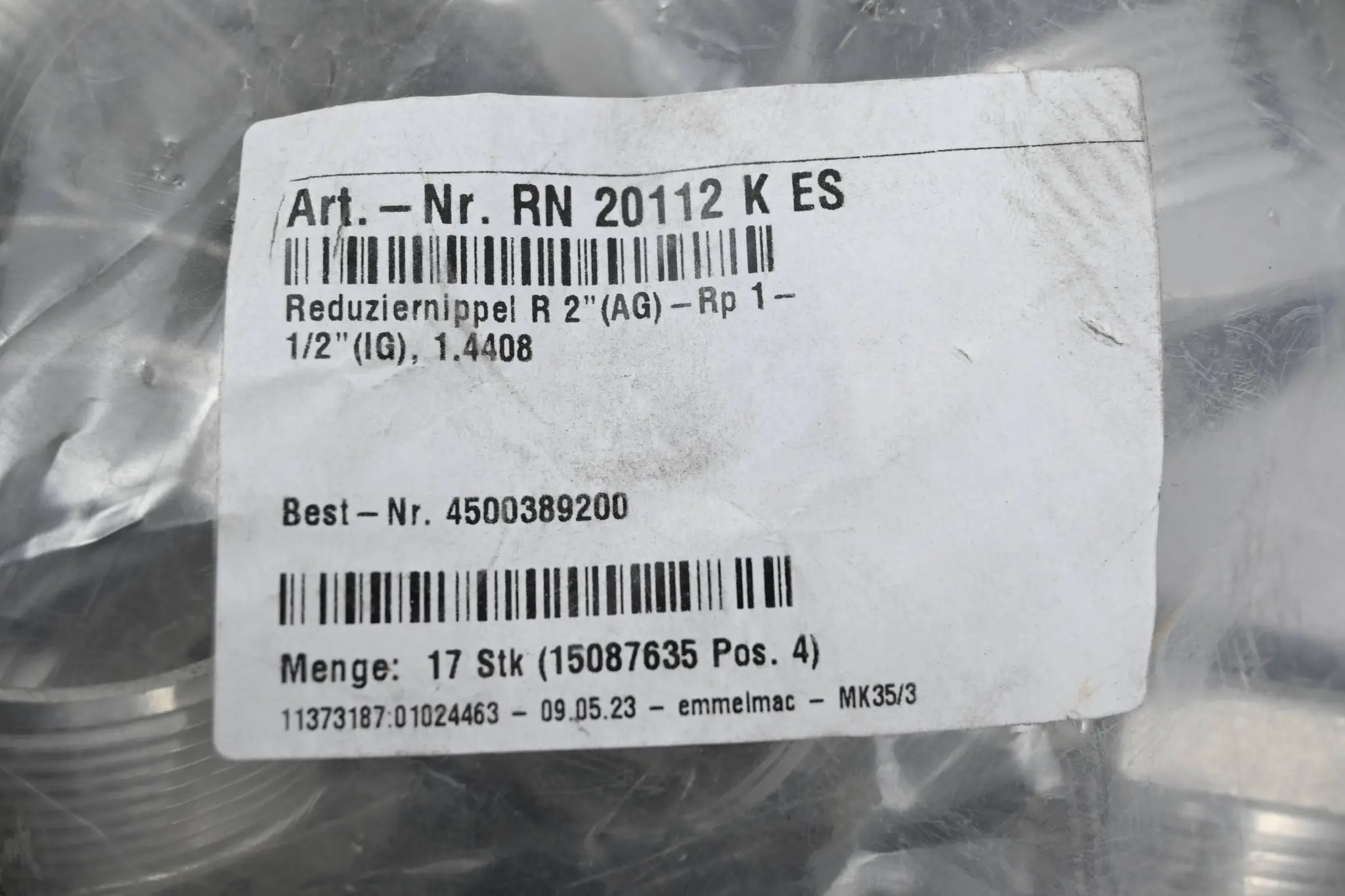 Produktfoto 1 von 17 Stück Reduziernippel R2"(AG)-Rp 1-1/2"(IG) RN 20112 K ES ( RN20112KES )