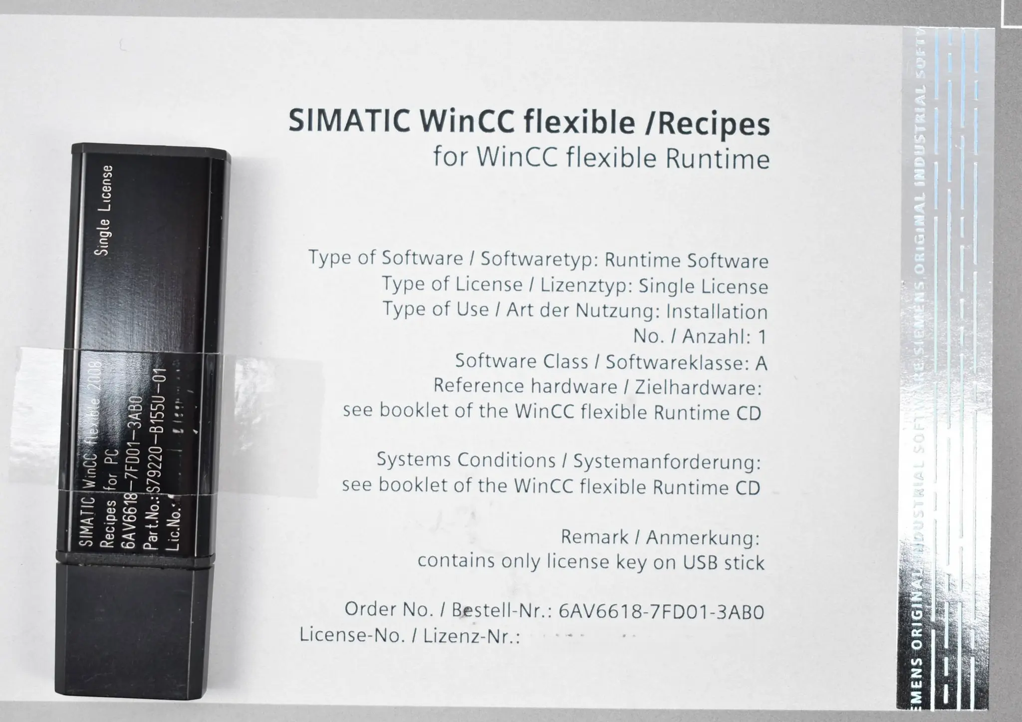 Produktfoto 1 von SIMATIC WinCC flexible Recipes für PC