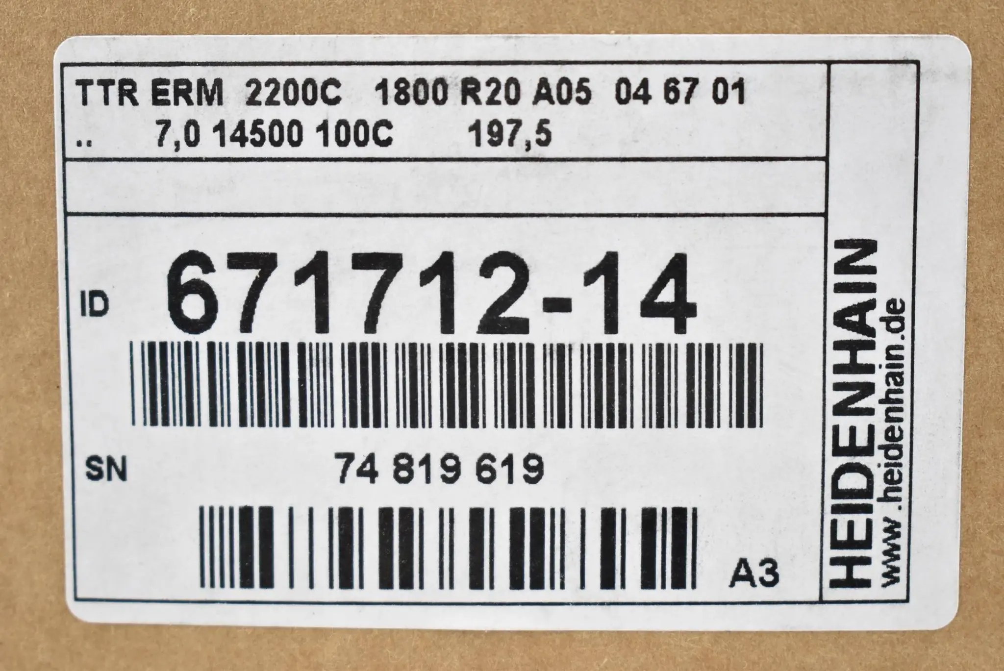 Produktfoto 1 von Heidenhain TTR ERM 2200C 1800 R20 A05 04 67 01 ( 671712-14 ) 671 712-14 Vers. A3